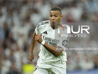 Kylian Mbappe centre-forward of Real Madrid and France during the UEFA Champions League 2024/25 League Phase MD1 match between Real Madrid C...