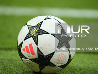 Mathc ball during the UEFA Champions League 2024/25 League Phase MD1 match between Real Madrid C.F. and VfB Stuttgart at Estadio Santiago Be...