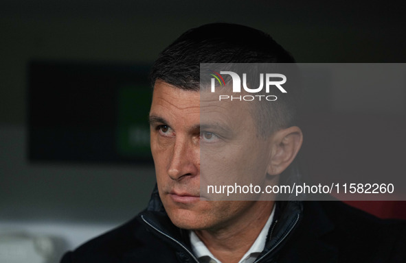 Sergej Jakirović of GNK Dinamo    looks on  during the Champions League Round 1 match between Bayern Munich v Dinamo Zagreb, at the Allianz...