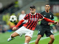 Alvaro Morata of AC Milan during the UEFA Champions League 2024/25 League Phase MD1 match between AC Milan and Liverpool FC at Stadio San Si...