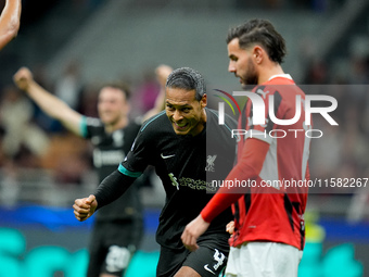 Virgil van Dijk of Liverpool FC celebrates after scoring second goal during the UEFA Champions League 2024/25 League Phase MD1 match between...