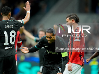 Virgil van Dijk of Liverpool FC celebrates after scoring second goal during the UEFA Champions League 2024/25 League Phase MD1 match between...