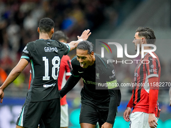 Virgil van Dijk of Liverpool FC celebrates after scoring second goal during the UEFA Champions League 2024/25 League Phase MD1 match between...