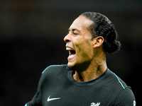 Virgil van Dijk of Liverpool FC celebrates after scoring second goal during the UEFA Champions League 2024/25 League Phase MD1 match between...