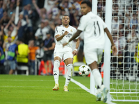 Kylian Mbappe centre-forward of Real Madrid and France celebrates after scoring his sides first goal during the UEFA Champions League 2024/2...