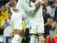 Kylian Mbappe centre-forward of Real Madrid and France celebrates after scoring his sides first goal during the UEFA Champions League 2024/2...