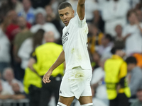 Kylian Mbappe centre-forward of Real Madrid and France celebrates after scoring his sides first goal during the UEFA Champions League 2024/2...