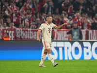 Raphaël Guerreiro of Bayern Munich    celebrates  the second goal  during the Champions League Round 1 match between Bayern Munich v Dinamo...