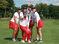 GAINESVILLE, VIRGINIA - SEPTEMBER 15: Team USA members Assistant Captain Paula Creamer, Assistant Captain Angela Stanford, Captain Stacy Lew...