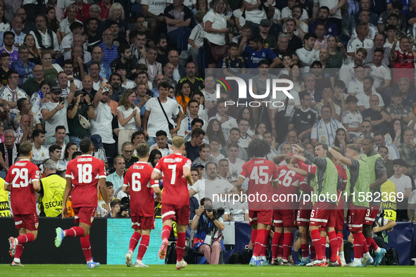 Deniz Undav centre-forward of Stuttgart and Turkiye celebrates after scoring his sides first goal during the UEFA Champions League 2024/25 L...