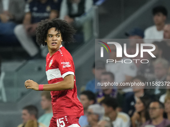 Anrie Chase centre-back of Stuttgart and Japan during the UEFA Champions League 2024/25 League Phase MD1 match between Real Madrid C.F. and...