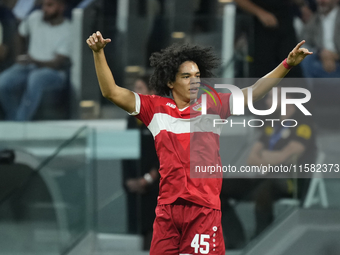 Anrie Chase centre-back of Stuttgart and Japan during the UEFA Champions League 2024/25 League Phase MD1 match between Real Madrid C.F. and...