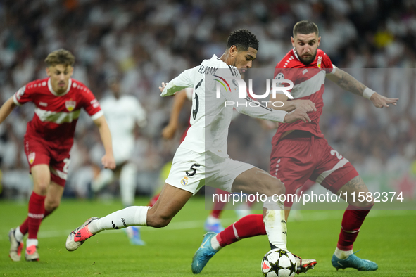 Jude Bellingham central midfield of Real Madrid and England during the UEFA Champions League 2024/25 League Phase MD1 match between Real Mad...