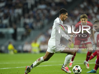 Jude Bellingham central midfield of Real Madrid and England during the UEFA Champions League 2024/25 League Phase MD1 match between Real Mad...