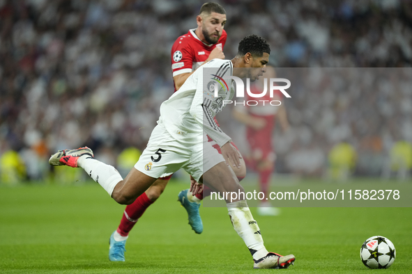 Jude Bellingham central midfield of Real Madrid and England during the UEFA Champions League 2024/25 League Phase MD1 match between Real Mad...