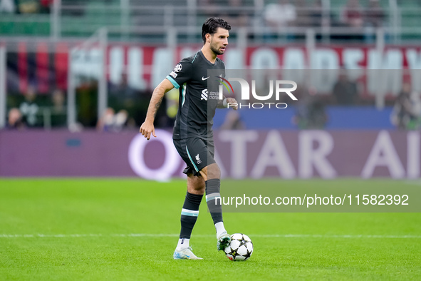 Dominik Szoboszlai of Liverpool FC during the UEFA Champions League 2024/25 League Phase MD1 match between AC Milan and Liverpool FC at Stad...