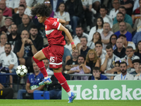 Anrie Chase centre-back of Stuttgart and Japan controls the ball during the UEFA Champions League 2024/25 League Phase MD1 match between Rea...