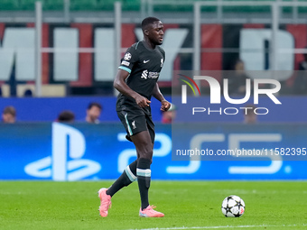 Ibrahima Konate' of Liverpool FC during the UEFA Champions League 2024/25 League Phase MD1 match between AC Milan and Liverpool FC at Stadio...