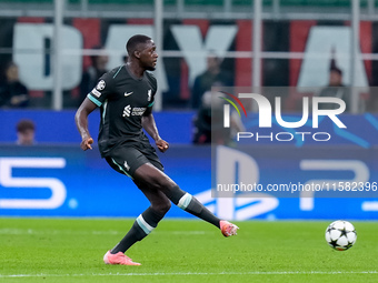 Ibrahima Konate' of Liverpool FC during the UEFA Champions League 2024/25 League Phase MD1 match between AC Milan and Liverpool FC at Stadio...