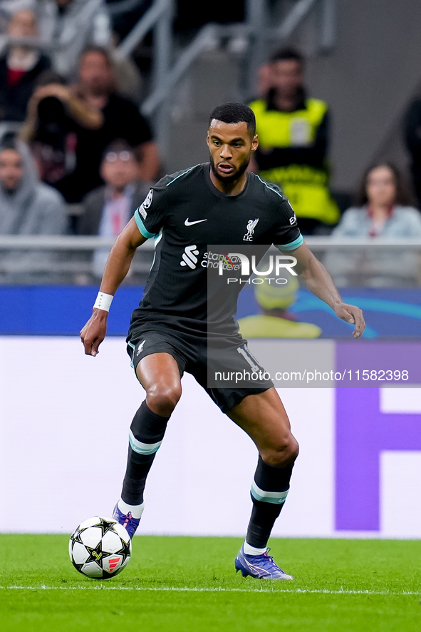 Cody Gakpo of Liverpool FC during the UEFA Champions League 2024/25 League Phase MD1 match between AC Milan and Liverpool FC at Stadio San S...