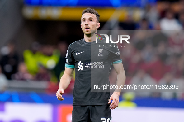 Diogo Jota of Liverpool FC looks on during the UEFA Champions League 2024/25 League Phase MD1 match between AC Milan and Liverpool FC at Sta...