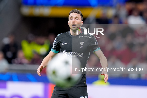 Diogo Jota of Liverpool FC looks on during the UEFA Champions League 2024/25 League Phase MD1 match between AC Milan and Liverpool FC at Sta...