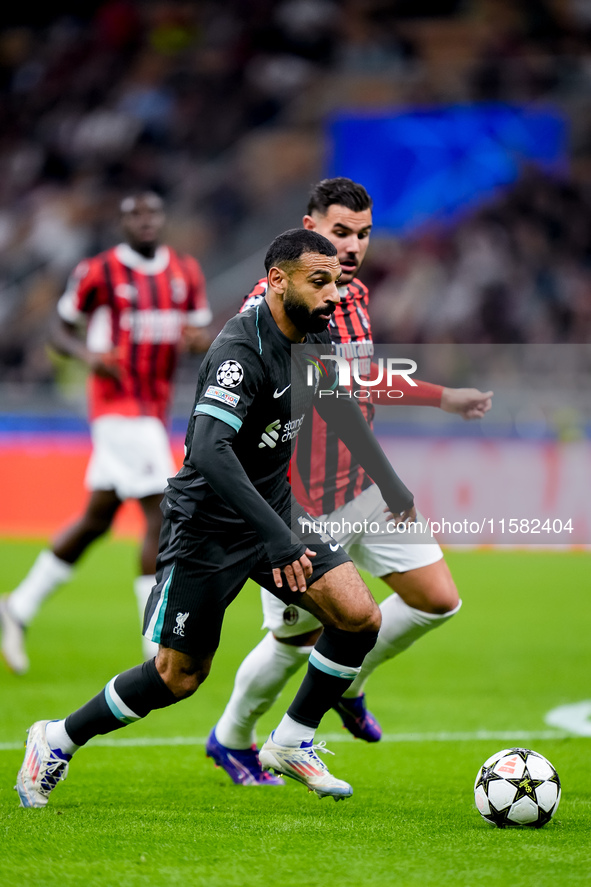 Mohamed Salah of Liverpool FC during the UEFA Champions League 2024/25 League Phase MD1 match between AC Milan and Liverpool FC at Stadio Sa...