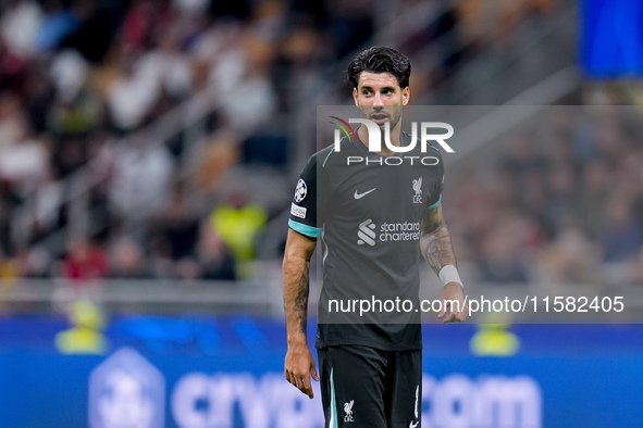 Dominik Szoboszlai of Liverpool FC during the UEFA Champions League 2024/25 League Phase MD1 match between AC Milan and Liverpool FC at Stad...