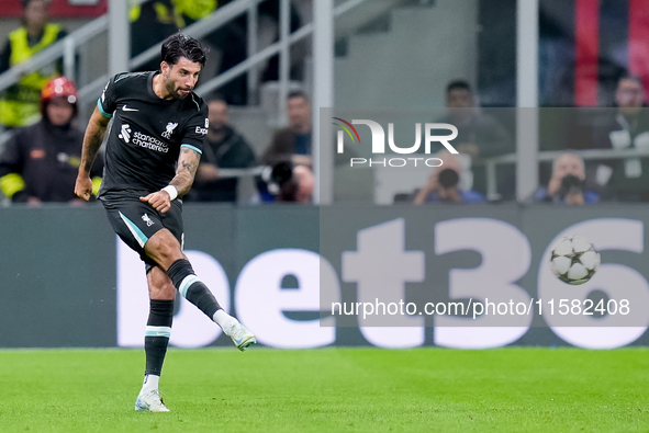 Dominik Szoboszlai of Liverpool FC during the UEFA Champions League 2024/25 League Phase MD1 match between AC Milan and Liverpool FC at Stad...