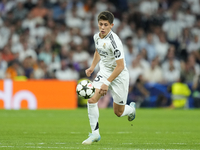 Arda Guler attacking midfield of Real Madrid and Turkey during the UEFA Champions League 2024/25 League Phase MD1 match between Real Madrid...