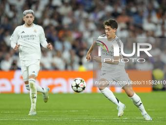 Arda Guler attacking midfield of Real Madrid and Turkey during the UEFA Champions League 2024/25 League Phase MD1 match between Real Madrid...