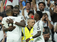 Antonio Rudiger centre-back of Real Madrid and Germany celebrates after scoring his sides first goal during the UEFA Champions League 2024/2...