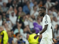 Antonio Rudiger centre-back of Real Madrid and Germanycelebrates after scoring his sides first goal during the UEFA Champions League 2024/25...