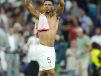 Jude Bellingham central midfield of Real Madrid and England celebrates victory after the UEFA Champions League 2024/25 League Phase MD1 matc...