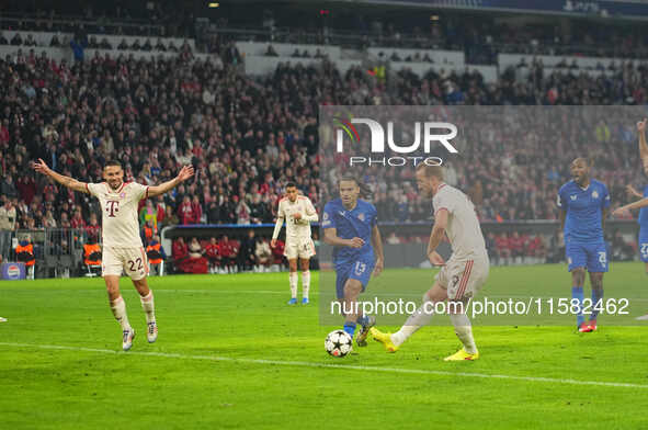 /#2/ //    controls the ball  during the Champions League Round 1 match between Bayern Munich v Dinamo Zagreb, at the Allianz Arena, in Muni...