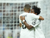 Endrick centre-forward of Real Madrid and Brazil celebrates after scoring his sides first goal during the UEFA Champions League 2024/25 Leag...