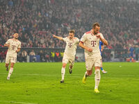 Harry Kane of Bayern Munich    celebrates  the teams seventh goal  during the Champions League Round 1 match between Bayern Munich v Dinamo...