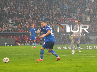 Leroy Sané of Bayern Munich    scores the teams eighth goal  during the Champions League Round 1 match between Bayern Munich v Dinamo Zagreb...