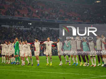 Harry Kane of Bayern Munich    with post game celebration  during the Champions League Round 1 match between Bayern Munich v Dinamo Zagreb,...