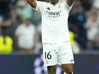 Endrick centre-forward of Real Madrid and Brazil celebrates after scoring his sides first goal during the UEFA Champions League 2024/25 Leag...