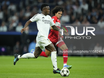 Vinicius Junior left winger of Real Madrid and Brazil during the UEFA Champions League 2024/25 League Phase MD1 match between Real Madrid C....