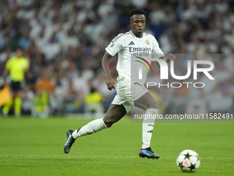 Vinicius Junior left winger of Real Madrid and Brazil during the UEFA Champions League 2024/25 League Phase MD1 match between Real Madrid C....