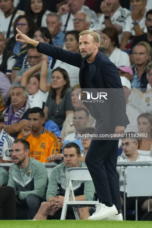 Sebastian Hoeness head coach of Stuttgart during the UEFA Champions League 2024/25 League Phase MD1 match between Real Madrid C.F. and VfB S...