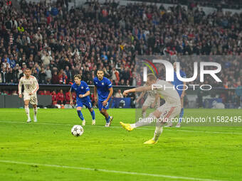 Harry Kane of Bayern Munich    scores the teams sixth goal  during the Champions League Round 1 match between Bayern Munich v Dinamo Zagreb,...