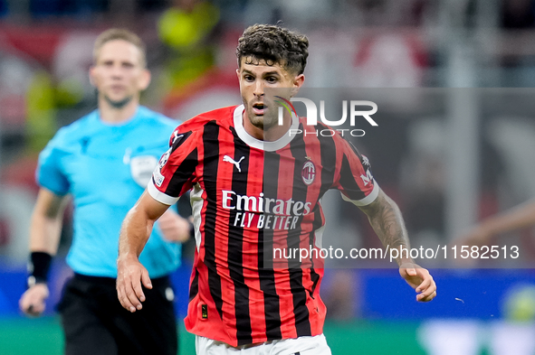 Christian Pulisic of AC Milan during the UEFA Champions League 2024/25 League Phase MD1 match between AC Milan and Liverpool FC at Stadio Sa...