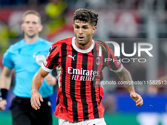 Christian Pulisic of AC Milan during the UEFA Champions League 2024/25 League Phase MD1 match between AC Milan and Liverpool FC at Stadio Sa...