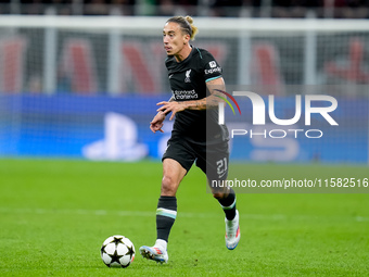 Kostas Tsimikas of Liverpool FC during the UEFA Champions League 2024/25 League Phase MD1 match between AC Milan and Liverpool FC at Stadio...