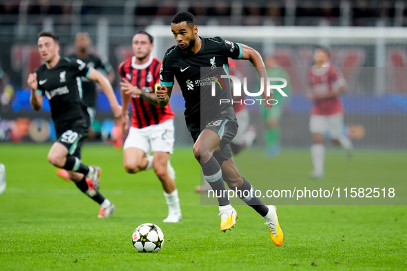 Cody Gakpo of Liverpool FC during the UEFA Champions League 2024/25 League Phase MD1 match between AC Milan and Liverpool FC at Stadio San S...