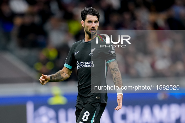 Dominik Szoboszlai of Liverpool FC looks on during the UEFA Champions League 2024/25 League Phase MD1 match between AC Milan and Liverpool F...