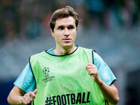 Federico Chiesa of Liverpool FC looks on during the UEFA Champions League 2024/25 League Phase MD1 match between AC Milan and Liverpool FC a...